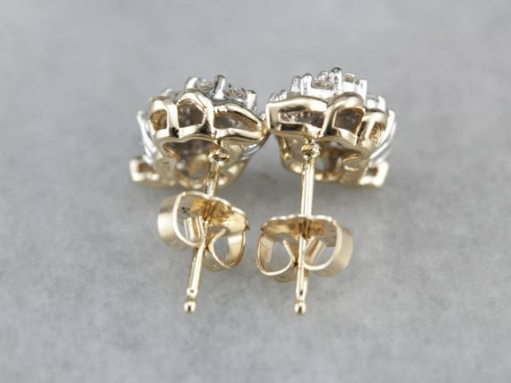 Vintage Diamond Cluster Earrings, Diamond Stud Ea… - image 3