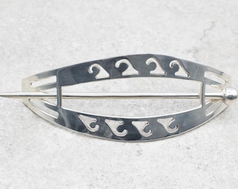 Sterling Silver Wave Pattern Hair Pin, Silver Hair Pin