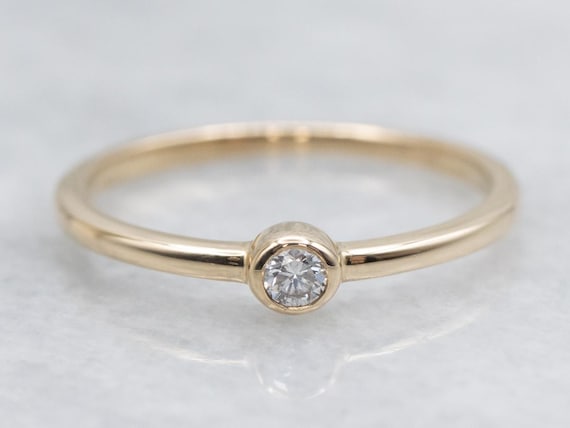 Simple Bezel Set Diamond Solitaire Engagement Ring - image 1