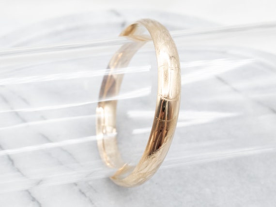 Vintage Yellow Gold Bangle Bracelet, Etched Gold … - image 5