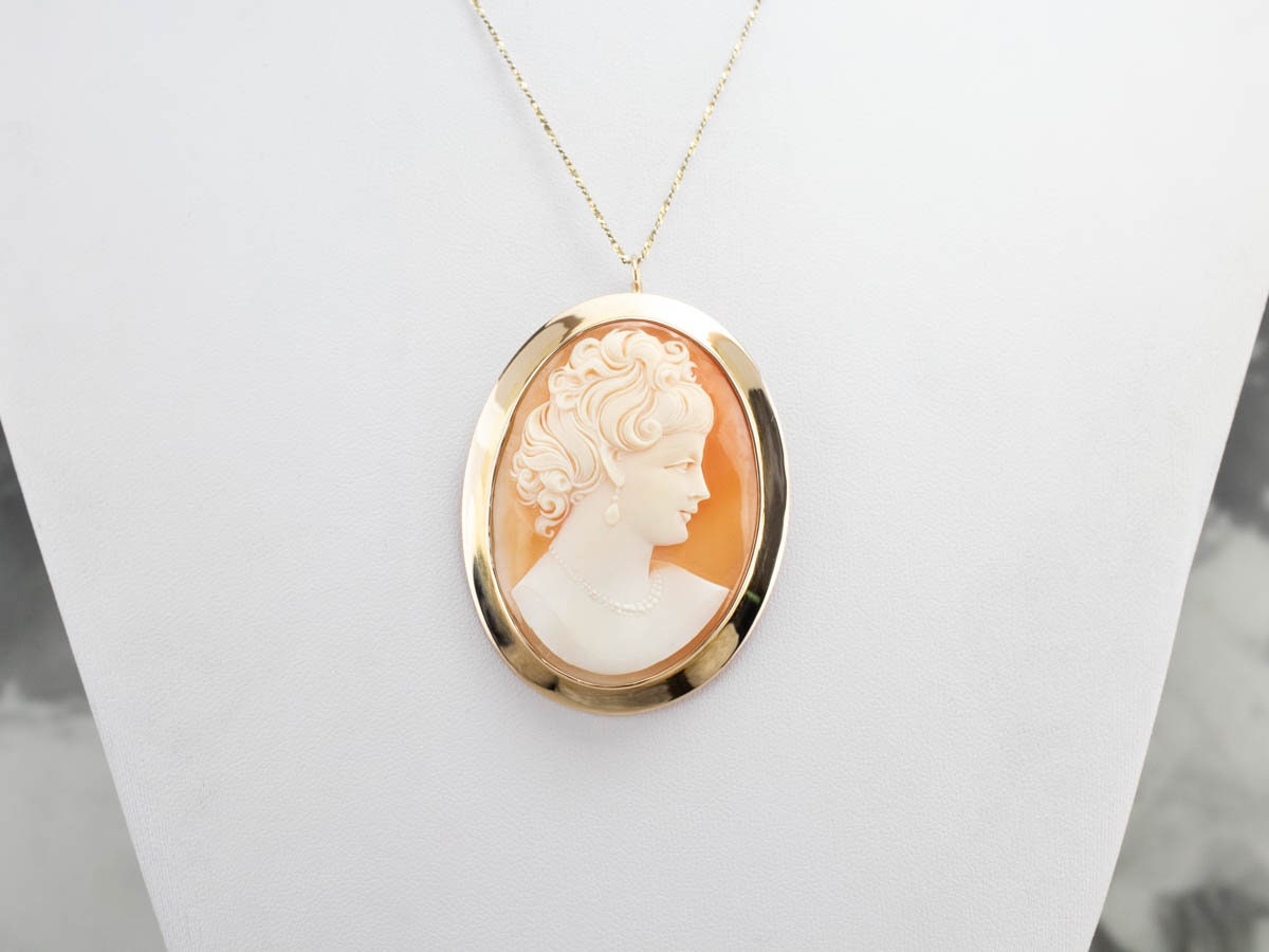 Estate & Vintage Lady's vintage cameo brooch that can also be worn as a  pendant, necklace VJ1044 - Susan Eisen Fine Jewelry & Watches