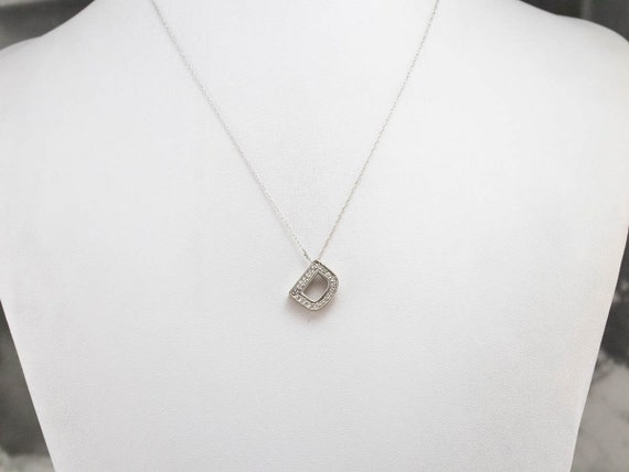 Diamond "D" Initial Pendant, White Gold Letter Pe… - image 6