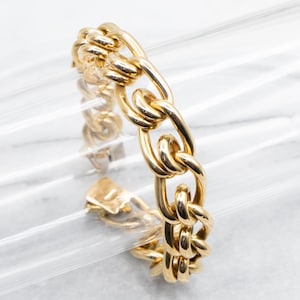 Vintage Chunky Gold-Link Chain Bracelet, Link Bracelet, Yellow Gold Bracelet, Gold Chain Bracelet, Chunky Bracelet, Bracelet A42547