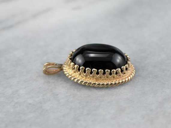 Vintage Black Onyx Pendant, Simple Onyx Pendant, … - image 4