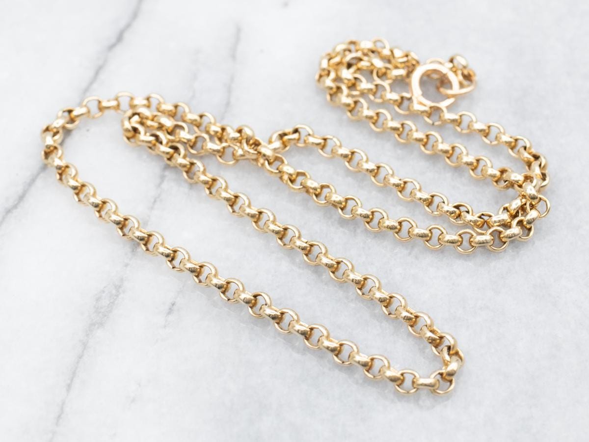Collana Lite Rolo in oro giallo 14 carati con chiusura a moschettone, larghezza 1,9 mm, 40, 45, 55, 50 cm, collana in oro vero, maglia rotonda, oro bianco, donna - Italia