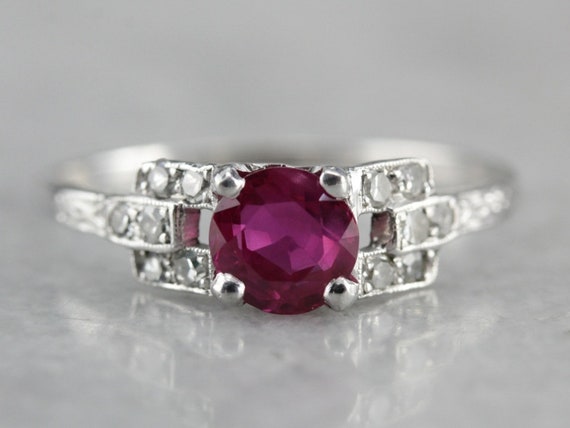 Vintage Pink Sapphire Ring, Sapphire Engagement Ring, Sapphire and Diamond, Anniversary Ring TR87PPNR,C