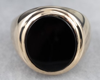 Men's Vintage Onyx Ring, Yellow Gold Black Onyx Ring, Mid Century Onyx Ring, Onyx Statement Ring, Black Onyx Jewelry, Black Stone Ring A1665