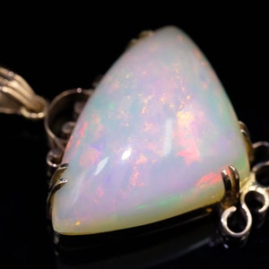 Rose Gold Opal Pendant, Yellow Gold Opal Pendant, Opal Necklace, October Birthstone, Anniversary Gift, Statement Pendant 8YV4UALP