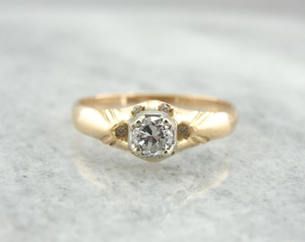 Victorian Gold Diamond Studded Belcher Engagement Ring