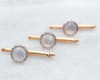 14K Yellow Gold Mother of Pearl Shirt Studs - Set of Three