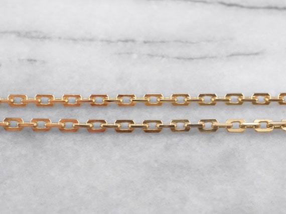 Yellow Gold Rectangle Link Chain, Wide Gold Link … - image 3