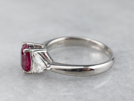 Oval Ruby Diamond Platinum Engagement Ring, GIA C… - image 4