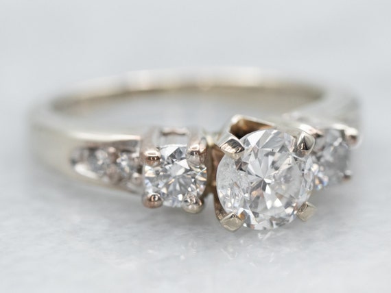 White Gold Diamond Engagement Ring with Diamond A… - image 2