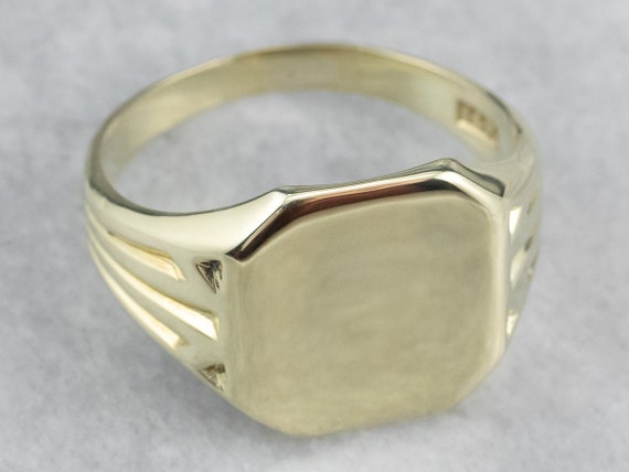 Green Gold Men's Signet Ring, Vintage Signet Ring… - image 2