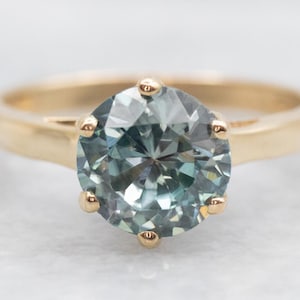Blue Zircon Solitaire Ring, Yellow Gold Ring, Gold Zircon Ring, Zircon Solitaire, Solitaire Ring, Blue Zircon, Yellow Gold, Ring A41873