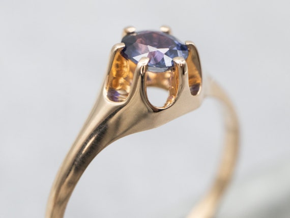 Yellow Gold Purple Sapphire Solitaire Ring, Purpl… - image 3