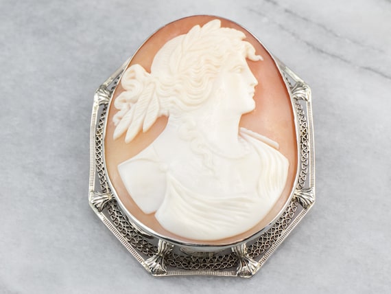 Art Deco Demeter Cameo Brooch, Goddess Cameo, Vin… - image 2