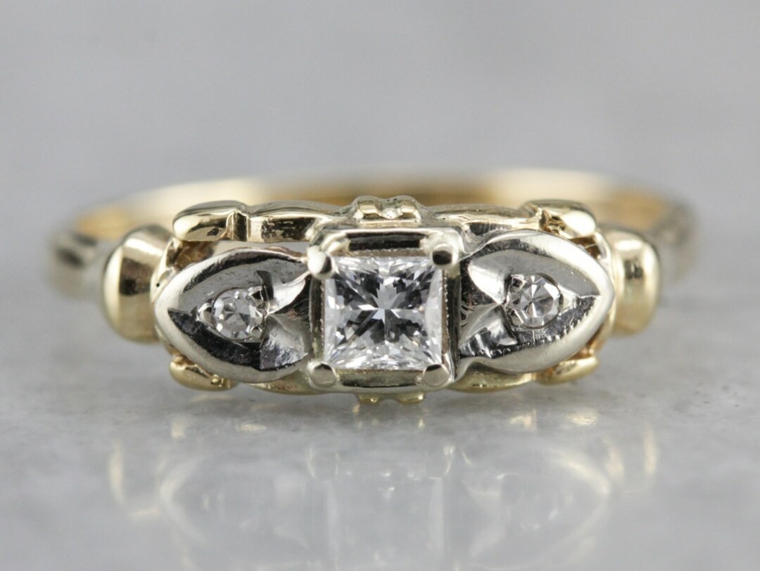 Vintage Art Deco 3 Diamond Ring With Sweet Heart Shaped Sides KCKL2A-D ...