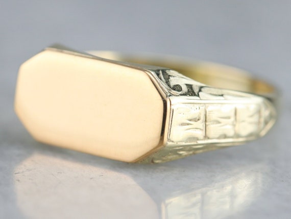 Unisex Gold Signet Ring, Antique Gold Signet Ring,
