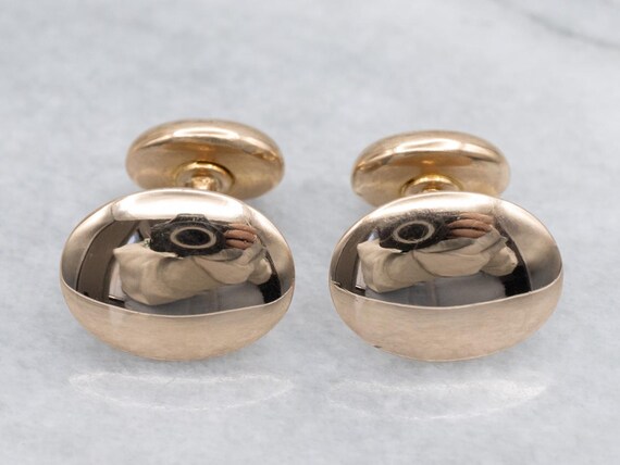 Antique Polished Gold Oval Cufflinks View 2