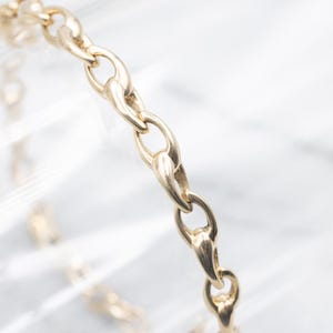 Yellow Gold Oval Chain Link Bracelet with Lobster Clasp, Yellow Gold Bracelet, Gold Link Bracelet, Gold Oval Link Bracelet A62782