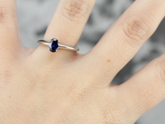 Sapphire Solitaire Engagement Ring, Sapphire and … - image 6