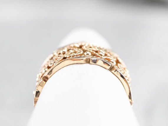 Ornate Gold Heart Pattern Band, Yellow Gold Patte… - image 8