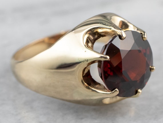 Garnet Gold Cocktail Ring, Round Cut Garnet State… - image 4