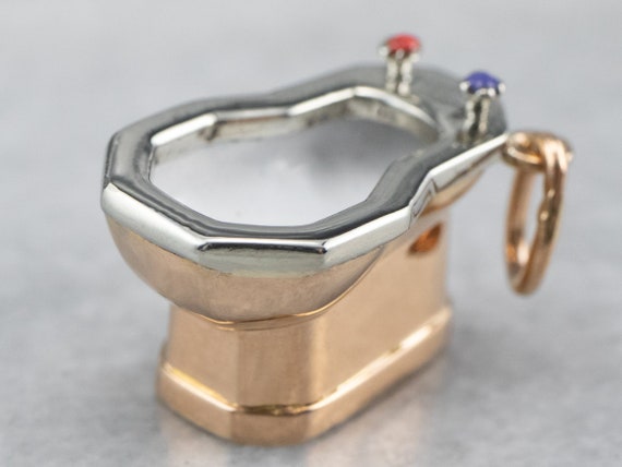 Vintage Enamel Bidet Charm, 18K Gold European Pendant