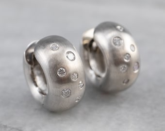 Pendientes de aro con diamantes en oro blanco de 18 quilates, pendientes articulados Etoile