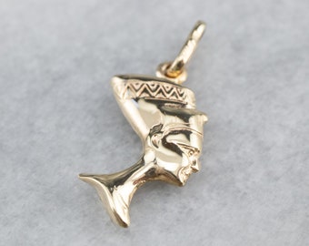 Nefertiti 14K Gold Charm, Nefertiti Pendant, Egyptian Charm, Egyptian Pendant, Bust Charm, 19TMXVF3