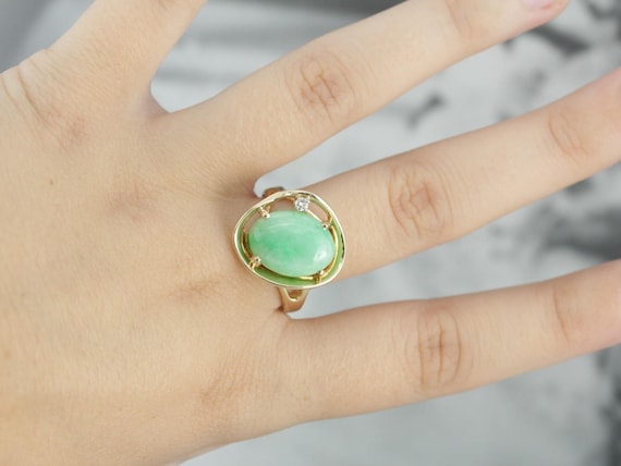 Modernist Jadeite Cocktail Ring, Jade Statement R… - image 5