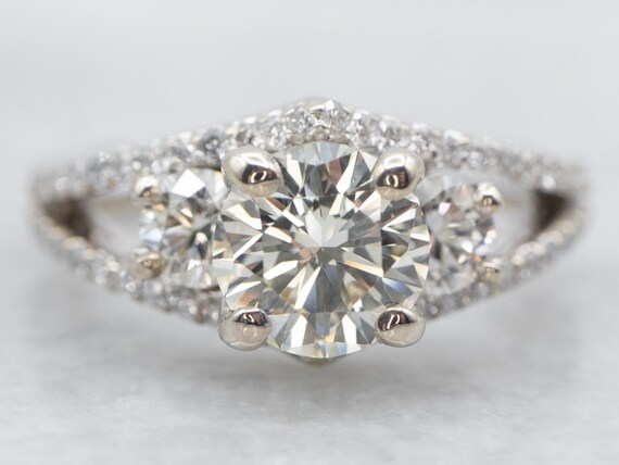 Large Round Brilliant Diamond Engagement Ring, Ar… - image 2