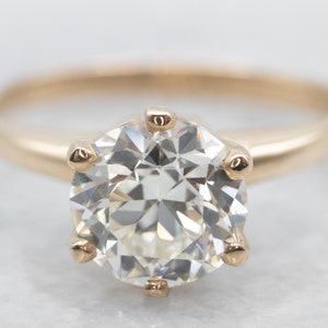 Yellow Gold European Cut Diamond Solitaire Engagement Ring, Yellow Gold Diamond Engagement Ring, European Cut Diamond Ring, Ring A32581