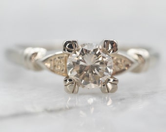 14 kt witgouden solitaire diamantring, 0,54 karaat, maat 8,5 inch