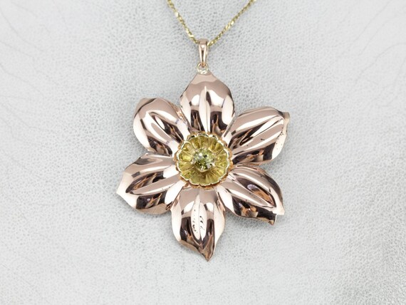 Large Flower Pendant, Mali Garnet, Statement Pend… - image 5