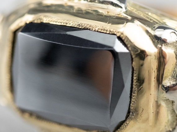 18K Two Toned Gold Hematite Ring, Vintage Hematit… - image 6