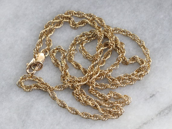 Long Gold Rope Twist Chain, Yellow Gold Chain, Pe… - image 1