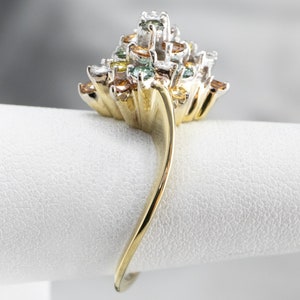 Colorful Diamond Cluster Ring, Modern Diamond Cocktail Ring, Multi Gemstone Ring, Diamond Anniversary, Gemstone Statement Ring Z8PU4093 image 9