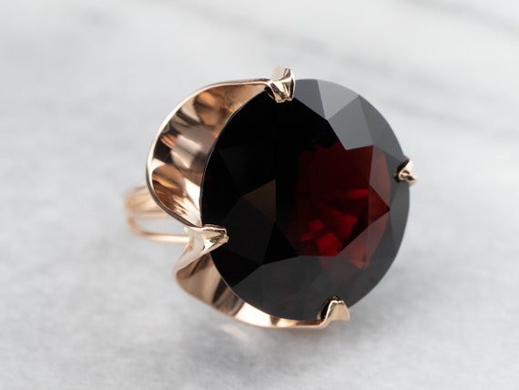 Garnet Rose Gold Cocktail Ring, Statement Ring, J… - image 2