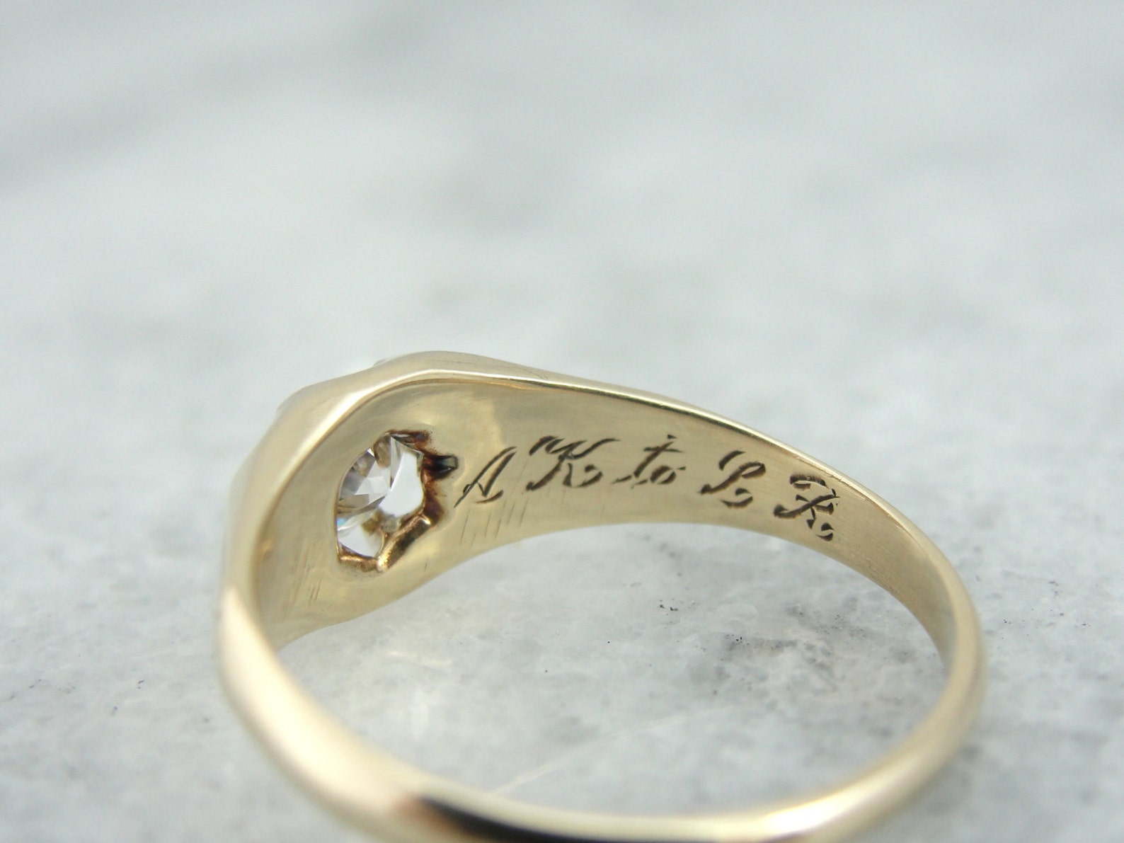 Beautiful Antique Engraved Belcher Diamond Ring U5UYCED Etsy