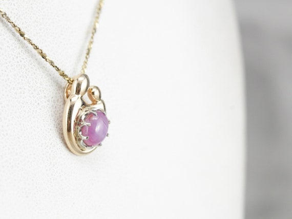 Pink Star Sapphire Pendant, Mother and Child Pendant, September Birthstone, Mother's Day Gift View 5