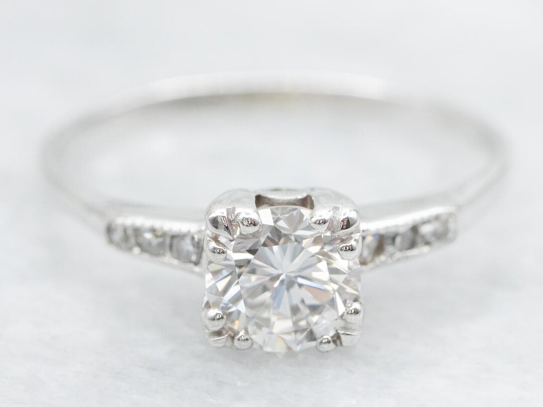 Retro Era Diamond Engagement Ring, Illusion Head Diamond Ring