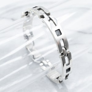 Vintage Rectangle Link Chain Bracelet, Sterling Silver Bracelet, Unisex Bracelet, Stacking Bracelet, Layering Bracelet, Unisex Gift A25749