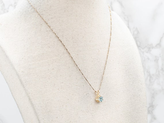 14K Yellow Gold Blue Zircon Buttercup Pendant, So… - image 5