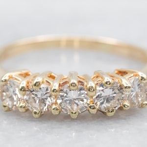 Yellow Gold Five Stone Diamond Ring, Five Stone Diamond Ring, Diamond Wedding Band, Anniversary Ring, Gold Diamond Ring, Diamond Band A46831