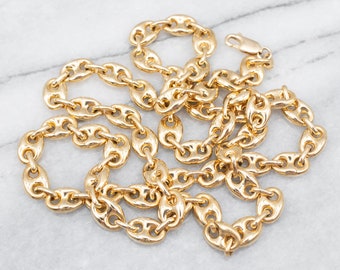 14K Yellow Gold Mariner Link Chain, 25 Inch Unisex Pendant Chain