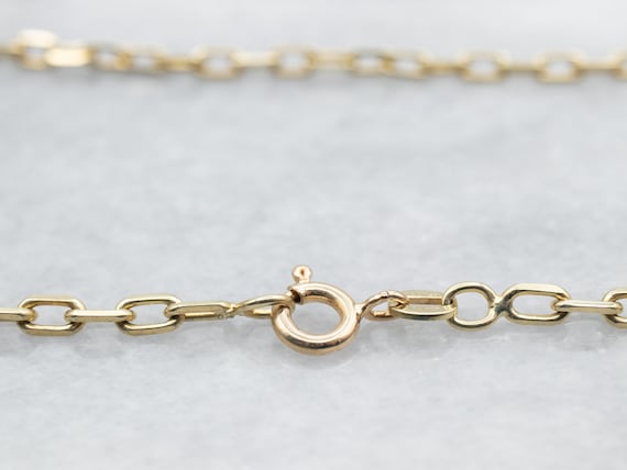 14K Yellow Gold Rectangle Link Chain Necklace, 18… - image 3