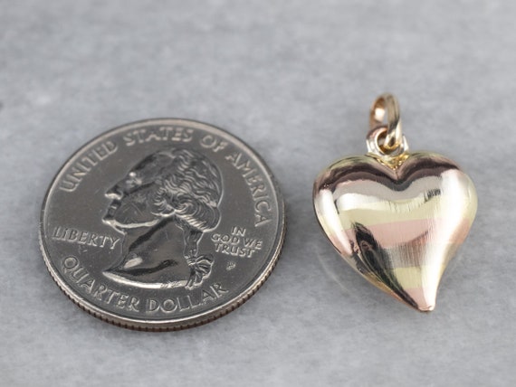 Striped Gold Heart Pendant, Puff Heart Charm, Rom… - image 7