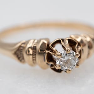 Antique Diamond Solitaire Ring, Old European Cut Diamond Ring, Antique Cut Diamond, Diamond Belcher Ring, Antique Engagement A10402